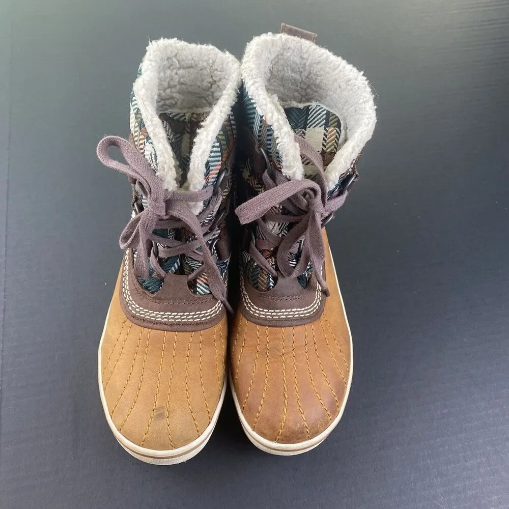 Womens Sorel Plaid Duck Boots Sz‎ 6.5 US/ 5 UK/ 38NL 1799-208 Waterproof Shoes